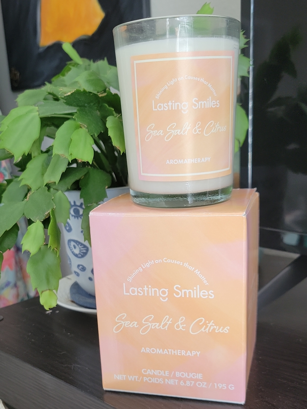 Lasting Smiles Soy All Natural Candle Sea Salt & Citrus Aromatherapy NWT